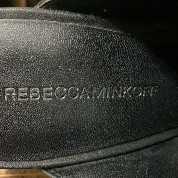 Rebecca Minkoff AIDAN LEATHER POINT-TOE BLOCK-HEEL MULES IN BLACK Size 7 - Picture 4 of 7